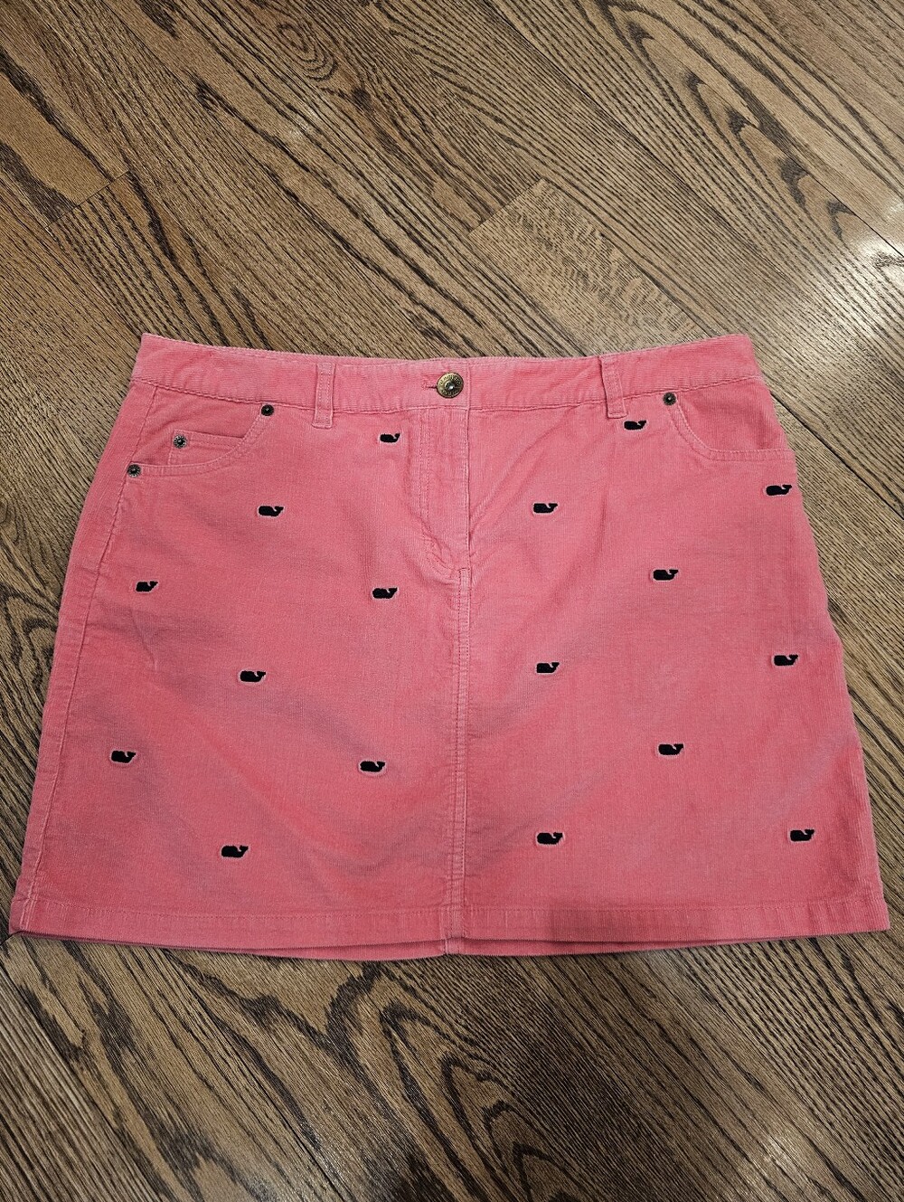 Vineyard Vines Pink Whale Embroidered Corduroy Mini Skirt